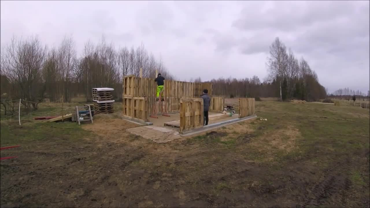 Sidewalks, crates for fence posts and stones, stall boards for sheep