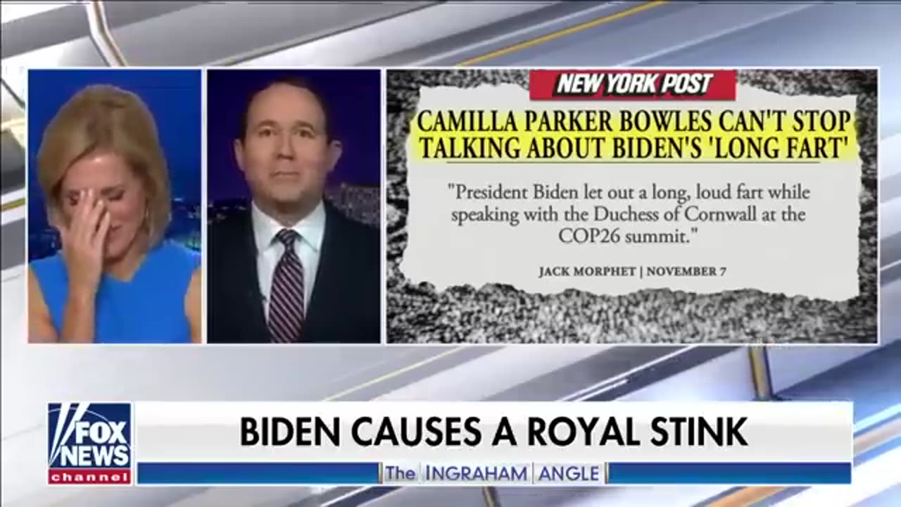 Laura Ingrahm and Raymond Arroyo joke about Biden