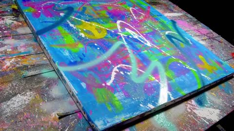 Colorful Pop Art / Abstract Painting Demo With Stencils | Peace-13