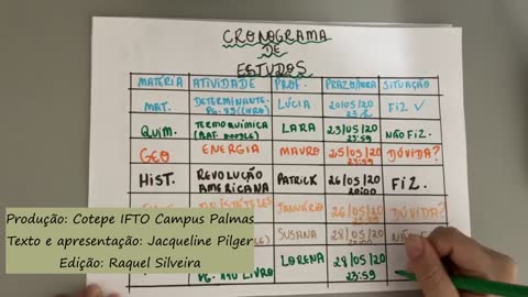 Organização de Estudo - Cronograma