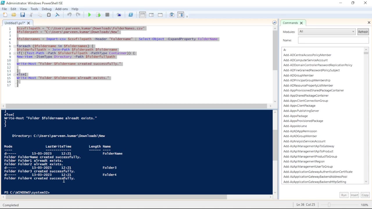 How to Generate Folders with CSV with PowerShell