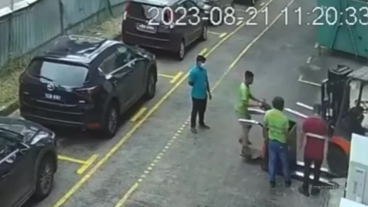 a car hit by a forklift
