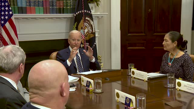 President Biden Drops By a Meeting on the Federal State Offshore Wind Implementation Partnership