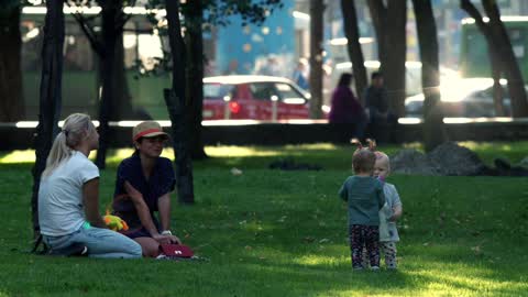 Little children's playing in park