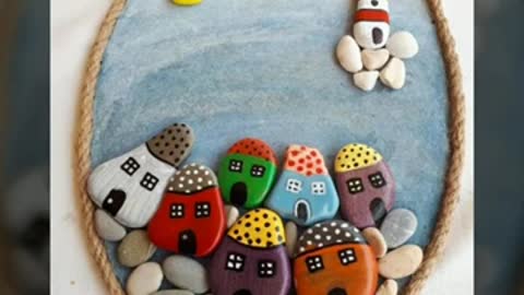 creative pebble wall painting 🖌️🎨 ideas