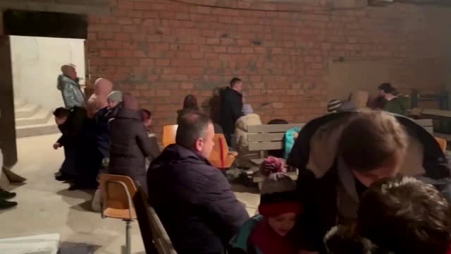 Kyiv residents seek shelter in church