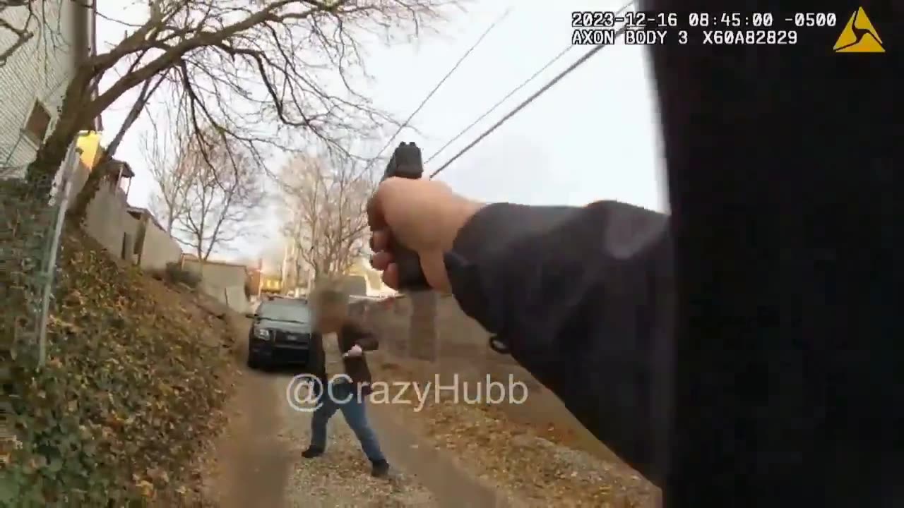 Knife Wielder Charges Cop