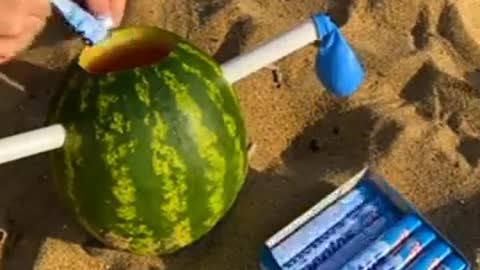 Watermelon amazing mentos experiment