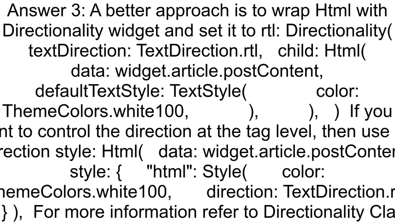 HTML plugin with text right alignment flutter