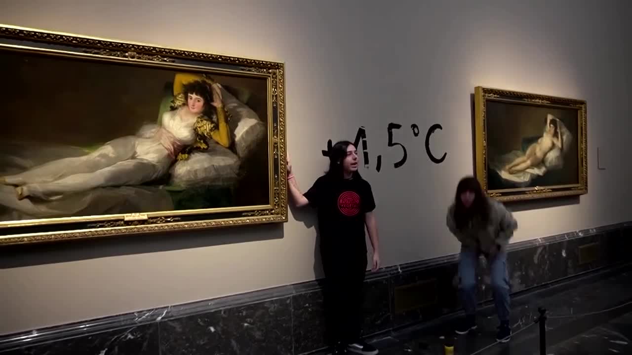 Climate activists glue themselves to Goya paintings