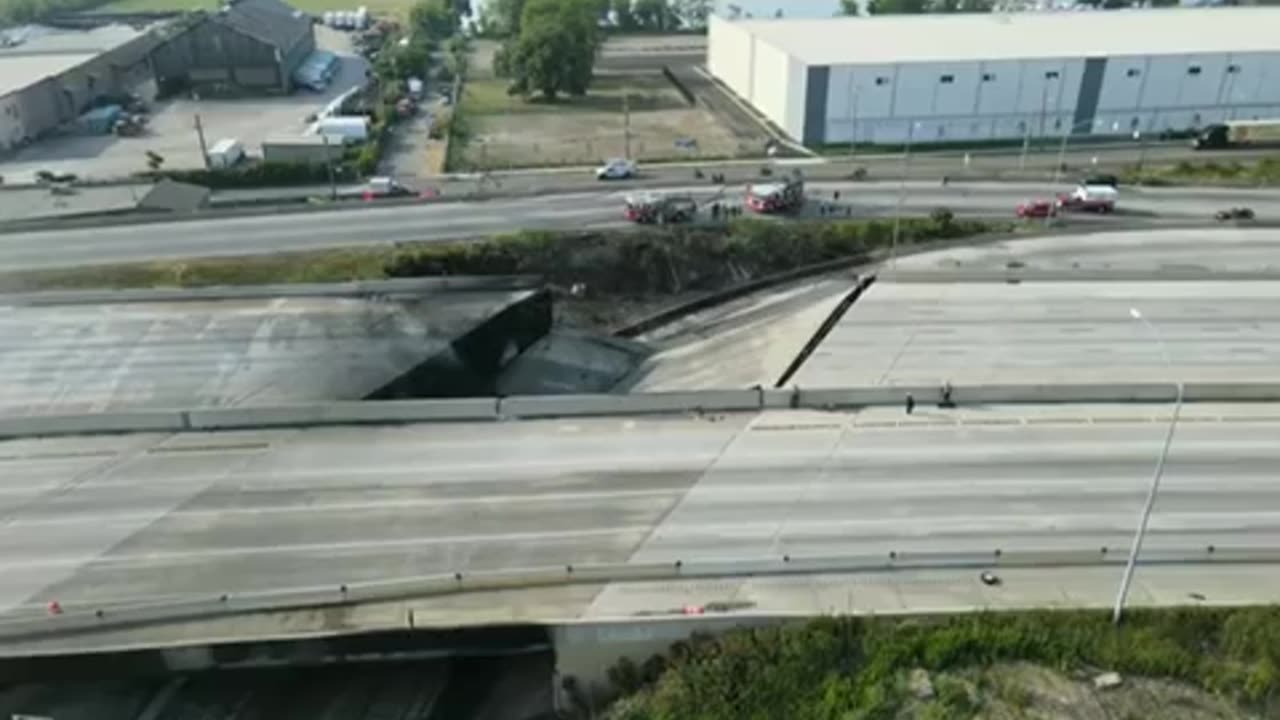 Drone video shows major collapse of northbound lanes of I-95