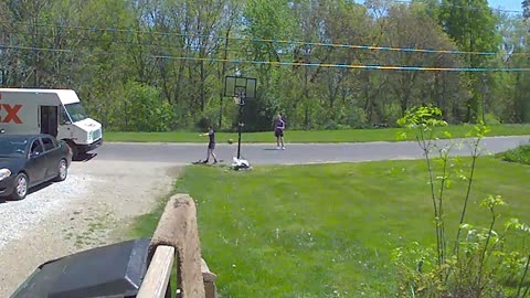 Delivery Driver Stops to Play Some Basketball