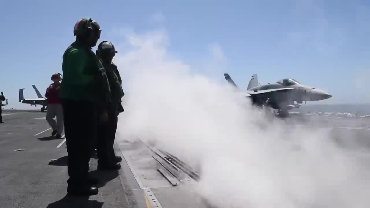 VIOLENT Super Hornets Carrier Catapult Takeoffs – Flight Deck Ops USS Theodore Roosevelt