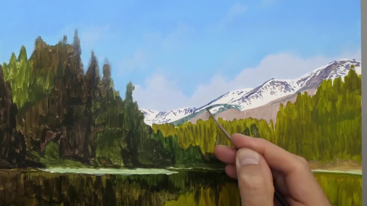 Lake Reflections Oil Painting | Time Lapse | Episode 175