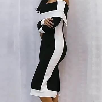 2022 New Long Sleeve Off Shoulder Club Dress Celebrity Runway Party Dress