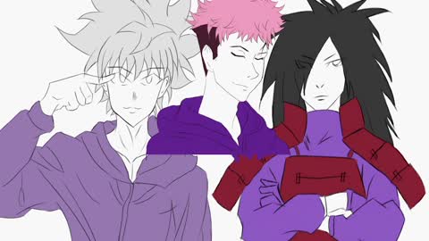 drawing Madara Uchiha, Killua Zoldyck and JJK