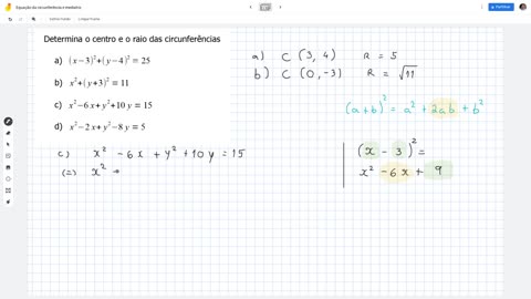 Equação da circunferência e da mediatriz