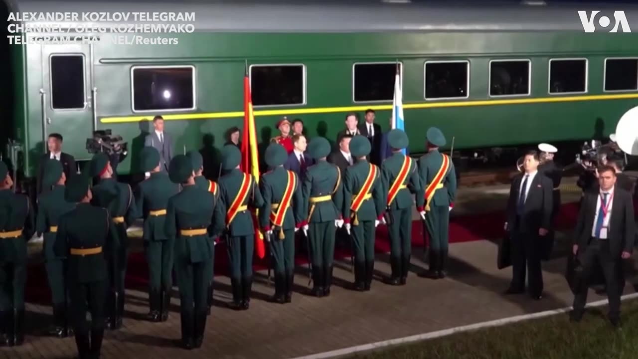 North Korea’s Kim Disembarks Armored Train in Russia | VOA News