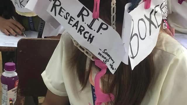 Philippines uni prof asks students to wear 'anti-cheating' hats