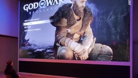 Playing God of War on a Massive 35- Foot TV Screen