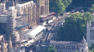 Aerials show large queue to see Queen lying in state