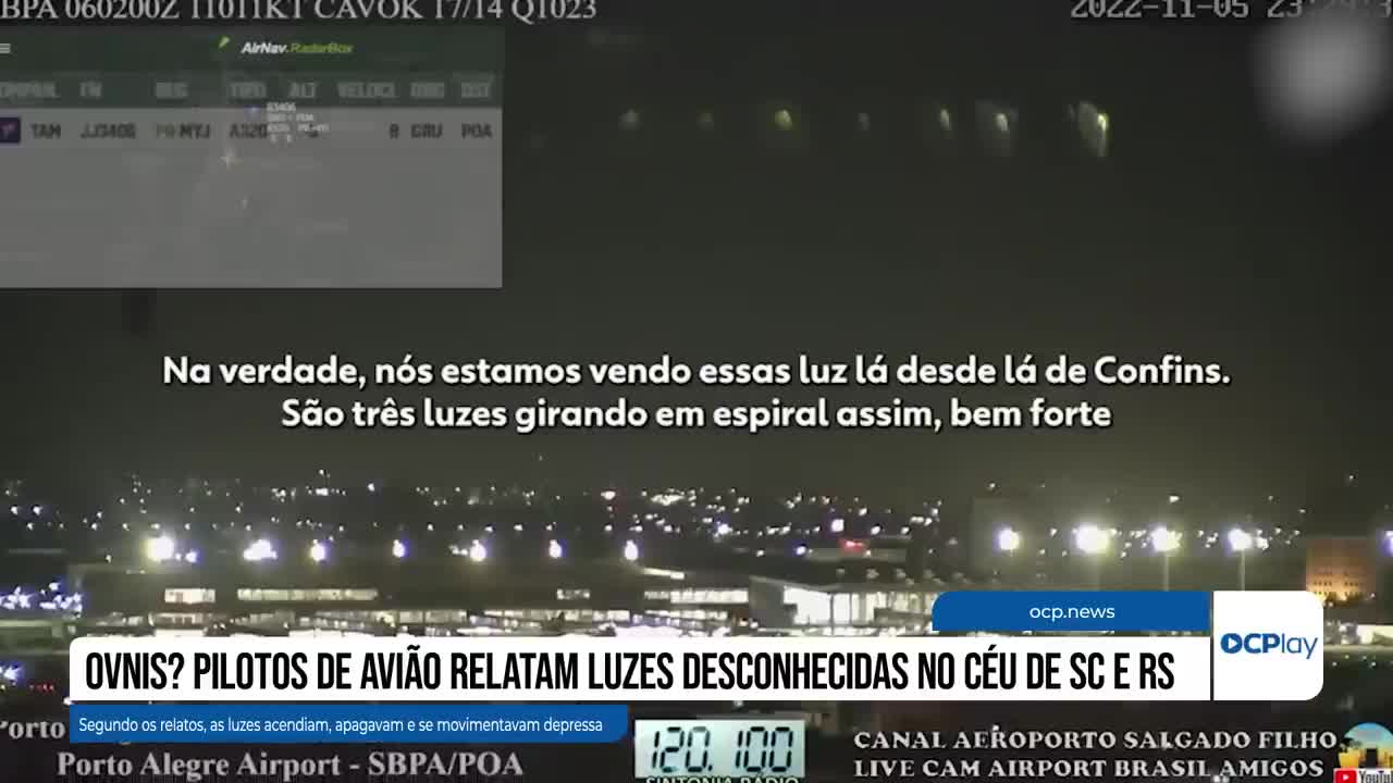 OVNIs? Pilotos de avião relatam luzes desconhecidas no céu de SC e RS