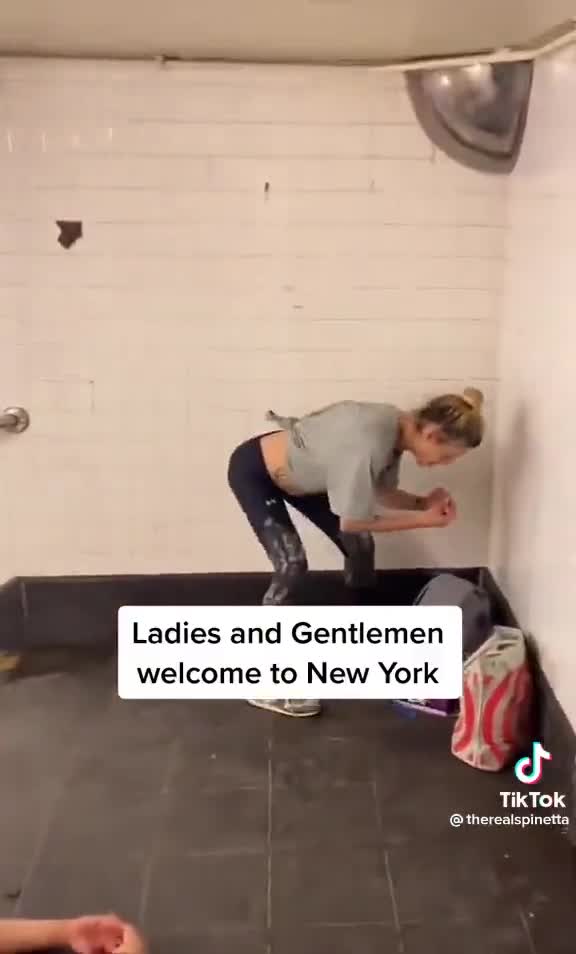 Druggies in the New York subway stairwell