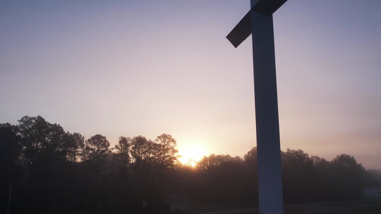 The Cross of North Alabama on a foggy morning.