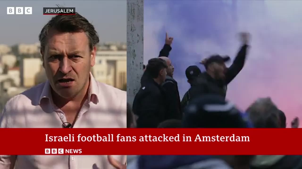 Israeli football fans attacked in Amsterdam, officials say | BBC News