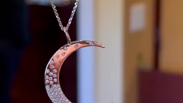 18 Karat White Gold Crescent Moon Pendant With Diamonds – Johann Paul Fine Jewelry