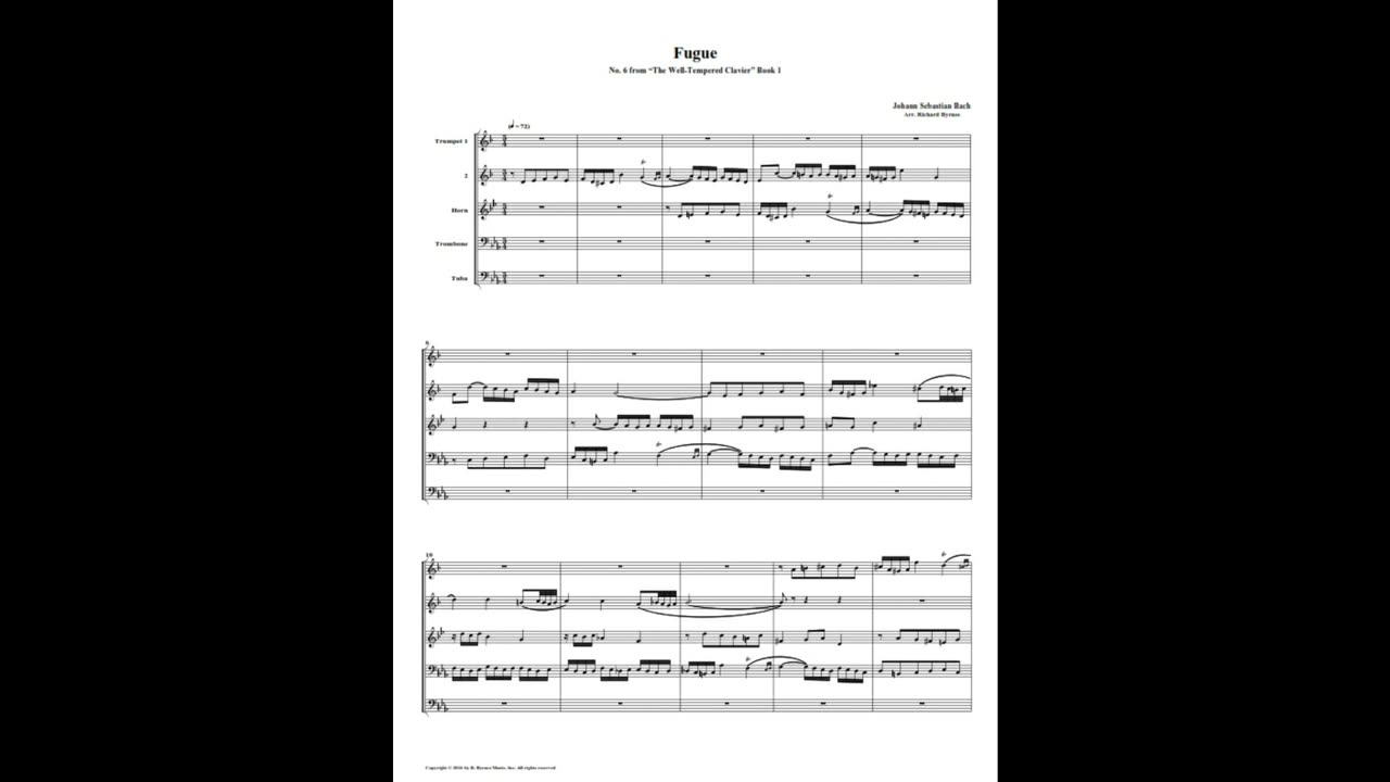 J.S. Bach - Well-Tempered Clavier: Part 1 - Fugue 06 (Brass Quintet)