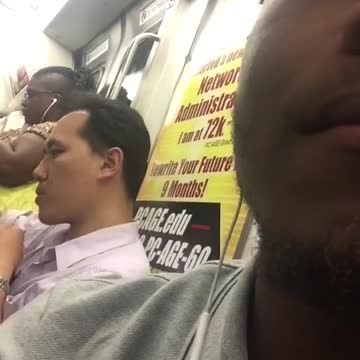 Collared shirt man picks nose and eats booger subway