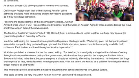Austrian Police & Army Join the Unvaccinated Revolution to Overthrow the Dictatorship