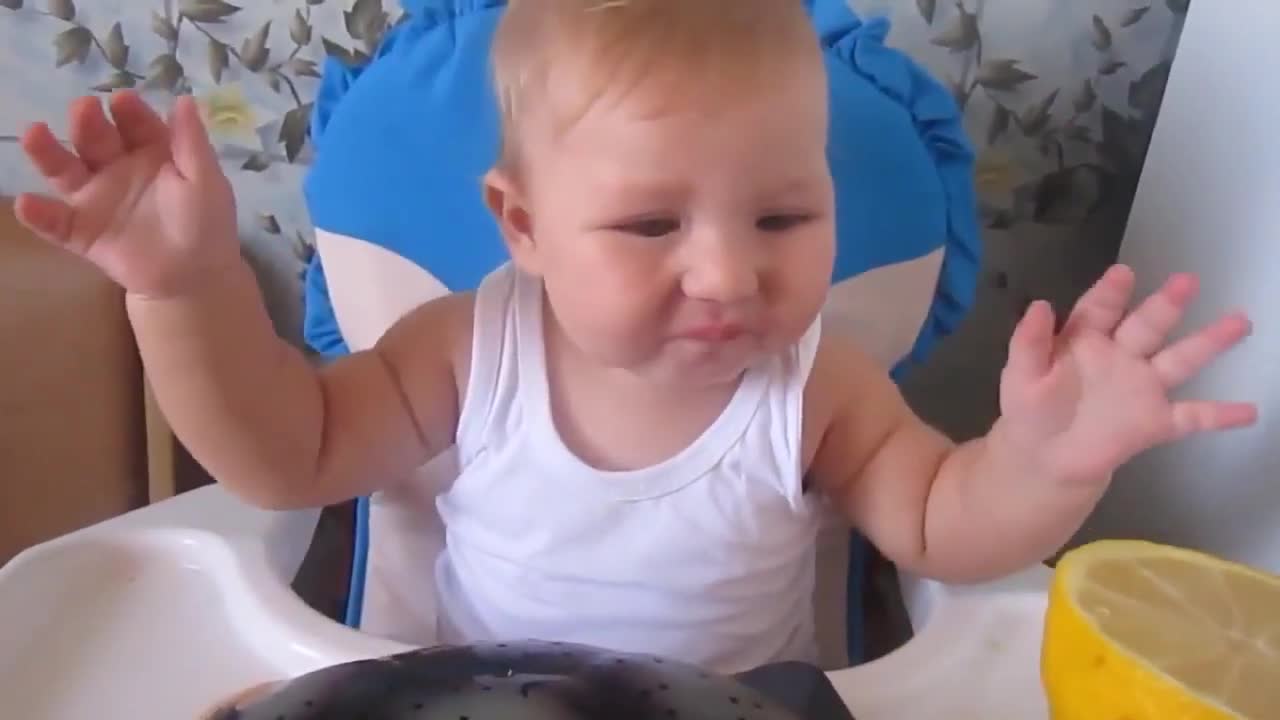 Baby Trying To Eat Lemon (Funny KIds Video)