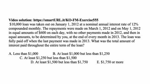 Exam FM exercise for June 23, 2022