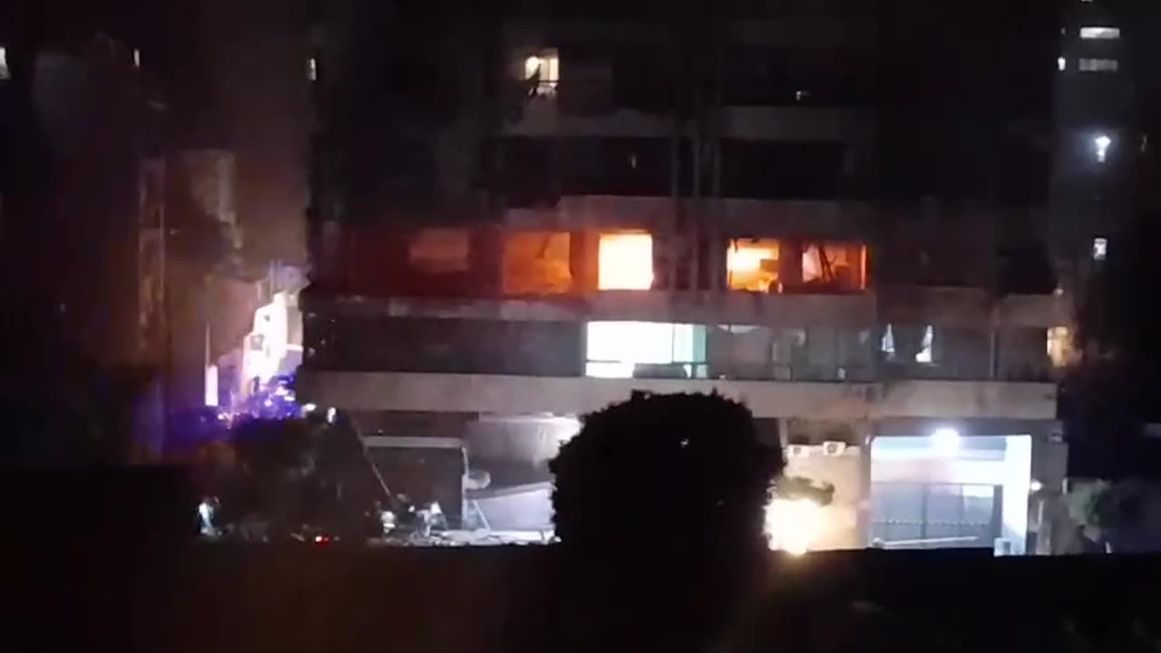 Al-Bashoura area of Beirut in the aftermath of an Israeli airstrike