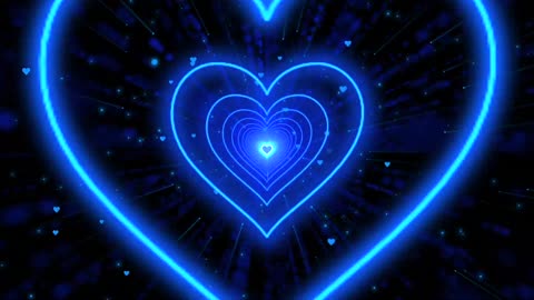 758. Heart Tunnel Background💙Blue Neon Heart Background Heart r Heart