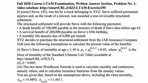 Exam LTAM exercise for February 23, 2021