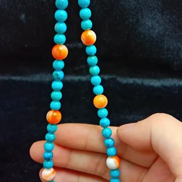 Natural turquoise orange spiny oyster and coral Calcite pendant necklace jewelry gift 02