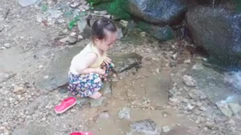 Girl playing in the Korean valley