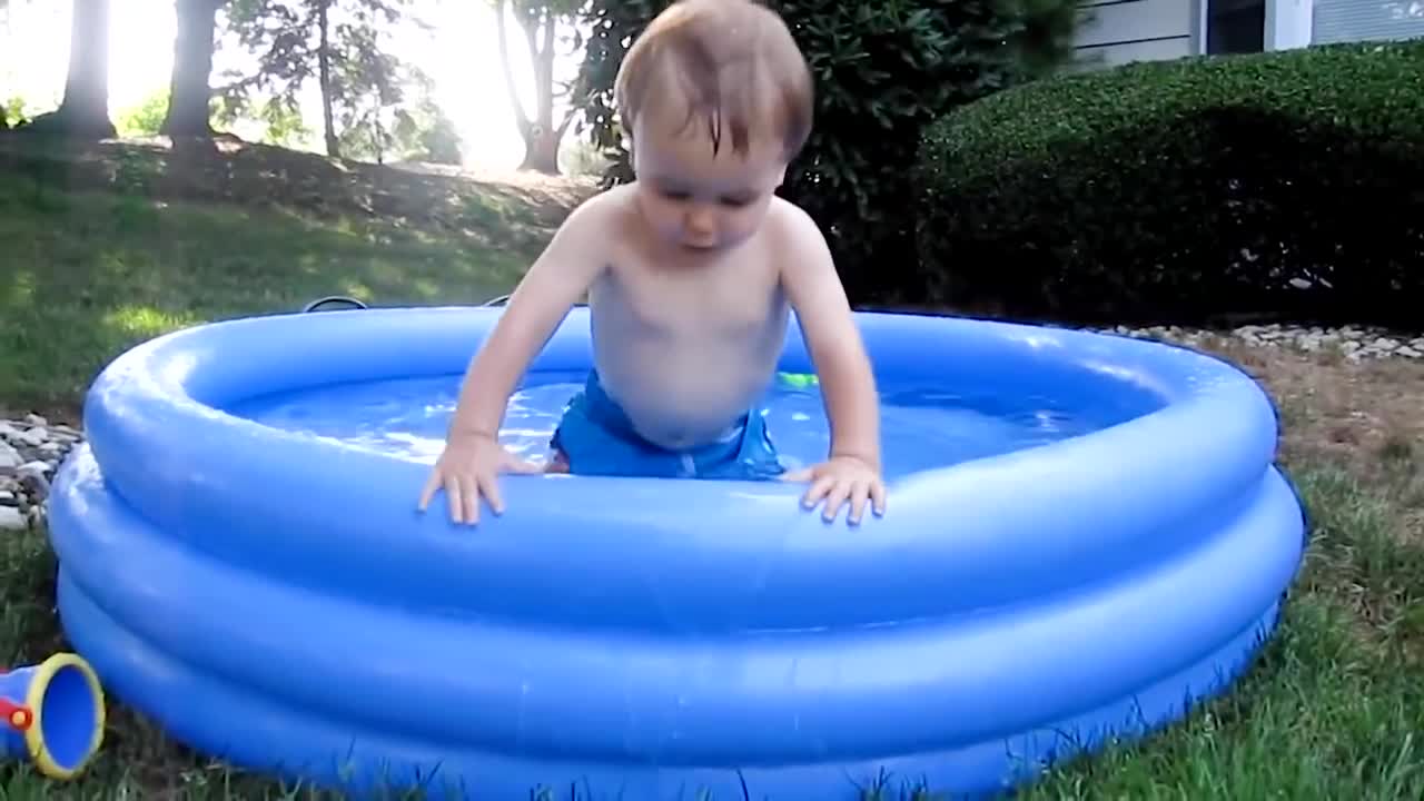 Funny Baby Playing With Water - Baby Outdoor Video 1