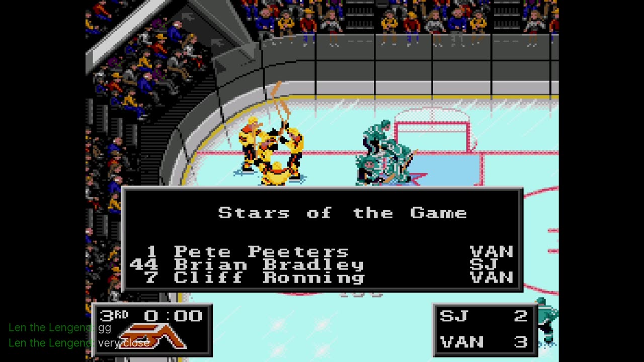 NHL '94 Franchise Mode 1988 Regular Season G25 - Len the Lengend (SJ) at Hockeyfan🏒 (VAN)