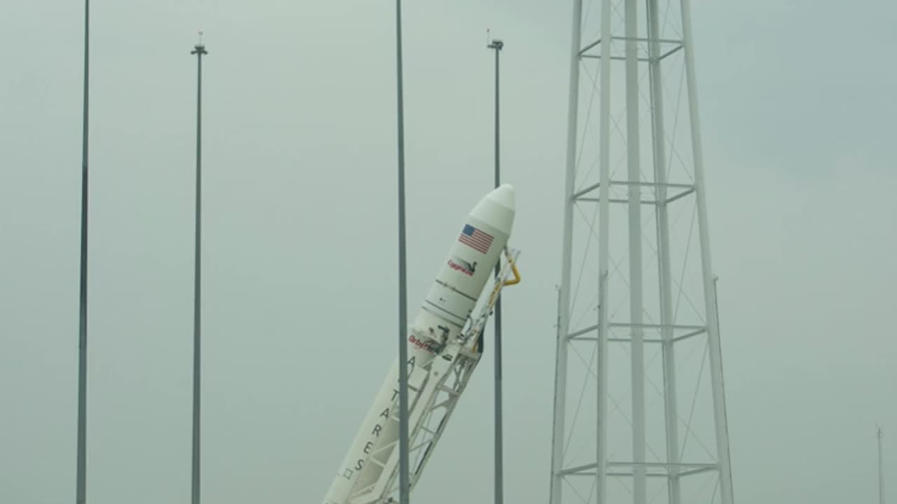 Antares Rocket Raised on Launch Pad