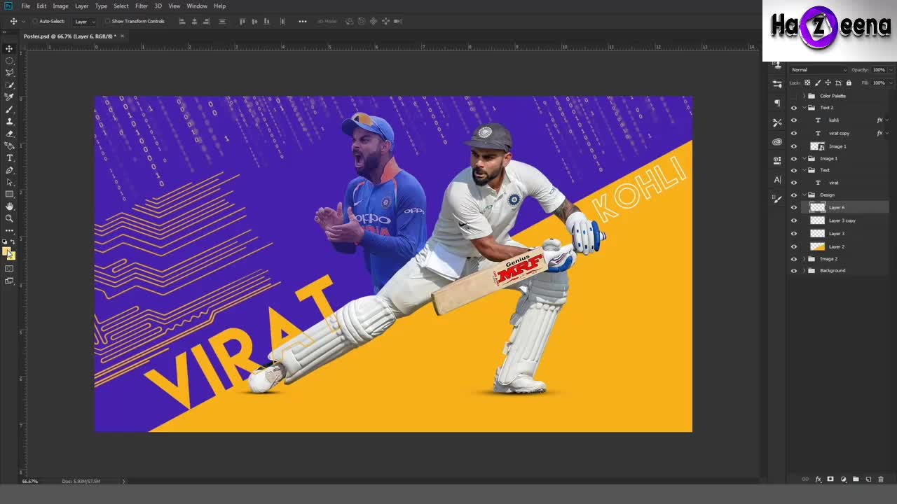 Hazeena | Sports Poster Tutorial | Digital Marketing Company | SEO Company