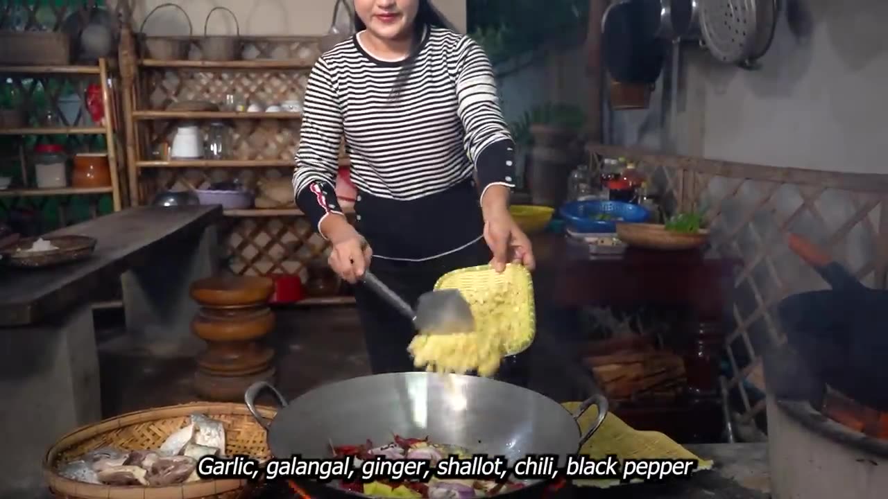 Raining day at my place - Village market tour and cooking