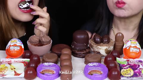 ASMR FAVORITE CHOCOLATE DESSERT RACE! GIANT CHOCOLATE