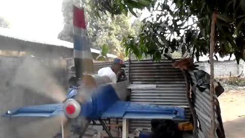 Pilot Algie Sanyang with His Prototype Plane