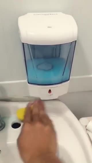 The soap dispenser is laughing at me