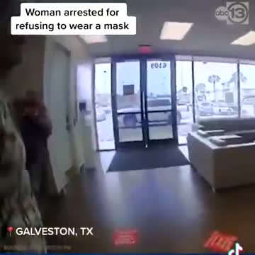 65 Year old maskless woman arrested in Galveston, TX at a Bank of America day after mandate lifted