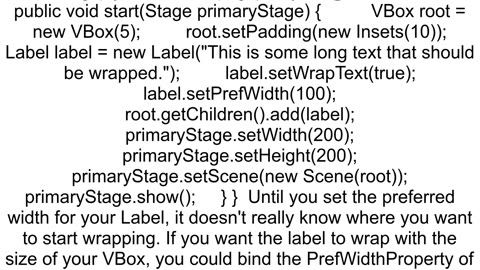 javaFx Label wrapText doesn39t work